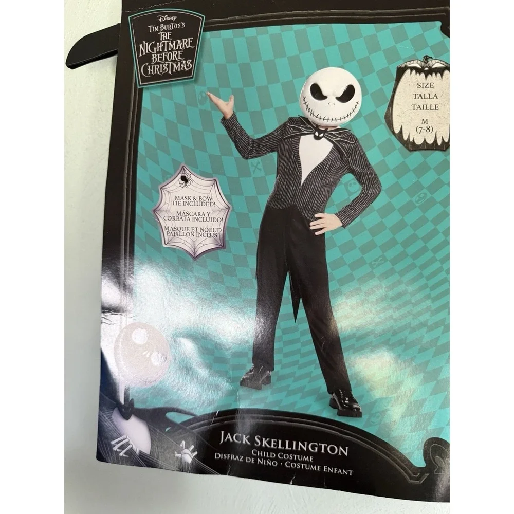 Jack Skellington Child Halloween Costume M 7-8 Mask Included NBC Tim Burton